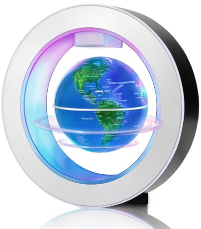 Poojaed Globo Magnético Flotante Con Luces LED, Gadget en Forma de C para Decoración de Escritorio, Regalo Impresionante para Hombres, Mujeres, Padres, Maridos (10cm)