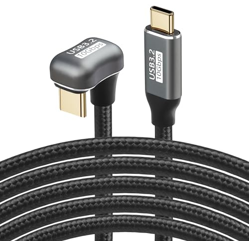 SinLoon Cable USB C a C 100 W Forma de U opuesta con ángulo trasero USB-C USB 3.2 Tipo C Macho a Hembra Extensión de cable de datos 10Gbps Carga rápida. (1.5M/4.9FT)