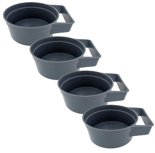 4er Set Gipsergeschirr Grau - Robuste Gipsbecher aus Hart-PVC mit ergonomischem Griff für Gips, Putz, Mörtel & Spachtelmasse, Mischbehälter Ø 180 mm für professionelle Maler & Heimwerker