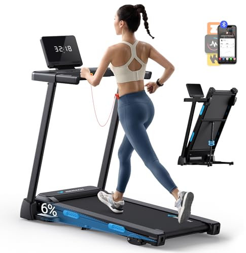 MERACH Tapis de Course Pliable Inclinable, 6% Tapis de Course Inclinable, Vitesse Réglable 0.8-12km/H Walking Pad, Tapis de Marche Pliable avec Écran LED, Silencieux Exercice à Domicile et au Bureau
