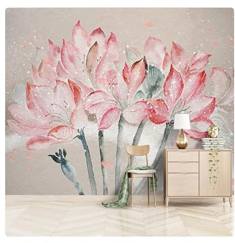 3D-Tapete, rosa Blumen, Fototapete, Aufkleber für Schlafzimmer, Wohnzimmer, Wanddekoration, Malerei, Hausverbesserung * 200 cm x 140 cm (78,7 x 55,1 Zoll)