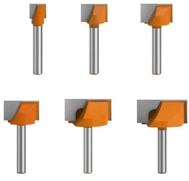 SynapSYA Juego de Brocas for enrutador de vástago de 6 mm for Limpieza CNC, Broca Inferior, Fresa de 8 mm for Brocas for enrutador de Madera for carpintería Fresas para Madera(6 Set)