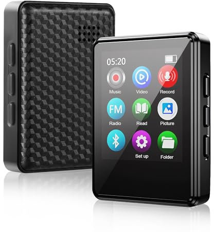 Weinsamkeit Lecteur MP3 de 64 Go, Son sans Perte Hi-FI, Enregistreur Vocal et Enregistreur Radio FM, Livre électronique Prenant en Charge Une Mémoire Extensible Jusqu'à 128 Go, écran Tactile Complet