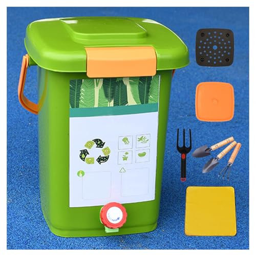 Composteur de cuisine de 15 litres, facile à nettoyer, composteur intérieur et extérieur avec couvercle d'étanchéité, design élégant, comprend 1 ensemble