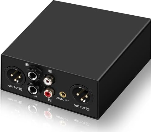 6.35&XLR 1/4″TRS RCA 3.5mm AUX Input Output Multi Channels Ground Loop Noise Isolator Gold Coating Audio Hum Eliminator Speaker Noise Filter Aluminum Shell HIFI Stereo Audio Player (Black)