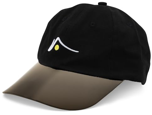 VISTO Unstructured Sports Hat with Transparent Brim - Visual Clarity, No Glare & Complete UV Sun Protection with 360-Degree Views - 100% Chino Cotton with Adjustable Hook and Loop Closure - Black