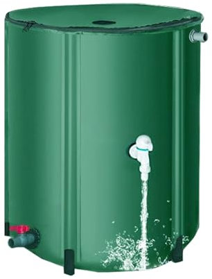 TRUNXUCL Rain Catcher Barrel with Spigot Collapsible Rain Barrel Kit Water Storage with Lid Collection Water Barrel(50x88cm/20x35in)