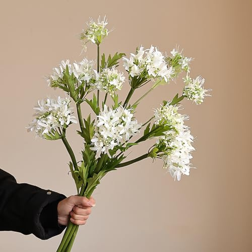 KIJING 3PCS Artificial Hydrangea Paniculata 30 Snowball Flowers Made of Silk Flowers and Plastic Rods, Ideal for Living Room, Dining Room, Office, Festival and Party Decorations (White)
