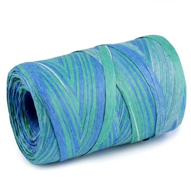 cyclingcolors 1x Fibra Rafia Cuerda de Papel 5-8 mm 100 m Decoración Artesanía Bricolaje hogar Plantas Crochet Joyas Cordel Bolso, Azul Celeste