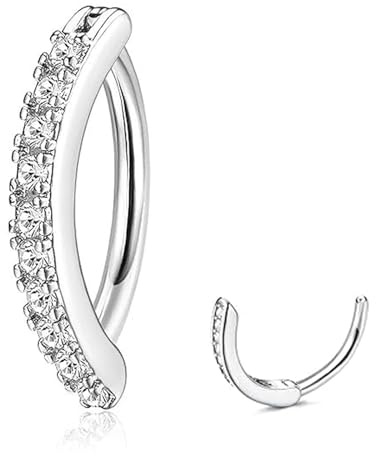 ZHITENG 14G Piercing Ombligo Aro, Clicker Piercing para el Ombligo de Titanio Hipoalergénicos Pirsin Anillos con Circonita Cúbica, Joyería Cuerpo para Mujeres y Niñas (Plata)