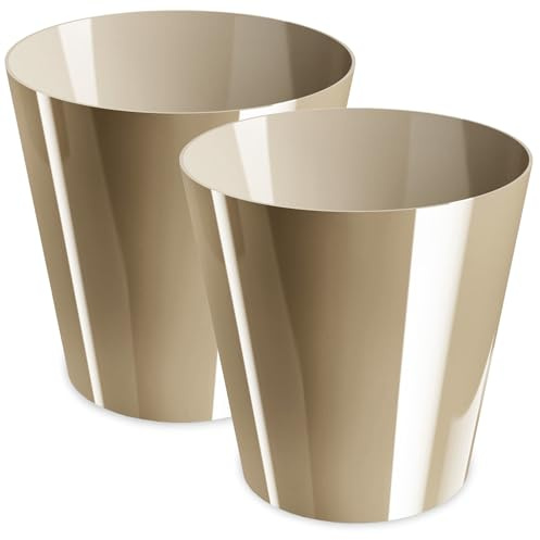 PECZEKO Blumentopf glänzender, Pflanzkübel aus Übertopf Kunststoff Dekorativer Topf für, groß und klein Pflanzen, 2er-Set blumenkübel, blumenkübel kräutertopf, (2 Pack) Beige, ø 8 cm