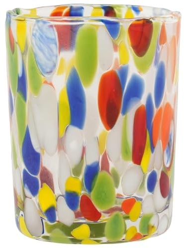 Glass Of Venice Murano Glass Italian Shot Glass 3.5 oz. Artistic Color Splashes Design Multicolor - Shooter glass for liqueur, Limoncello, Tequila, Vodka, Sake Handmade in Venice, Italy