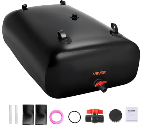 VEVOR Réservoir d'eau Souple 1000 L, Vessie de Stockage Eau Pliable, Sac Conteneur d'eau PVC 1000D de Grande Capacité, pour Irrigation de Jardin, Camping, Camping-Car, Prévention des Incendies, Noir