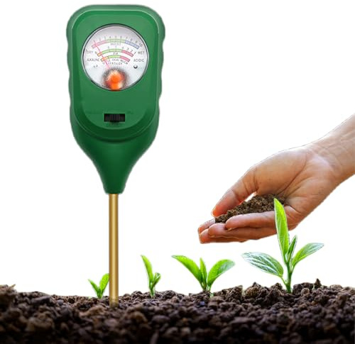 PUTAII Bodenmessgerät 3-in-1，Bodentester für pH, Feuchtigkeit und Fruchtbarkei, Boden Feuchtigkeitsmesser für Gartenarbeit,Rasen,Landwirtschaft und Außen Pflanzen,Kein Batterien erforderlich