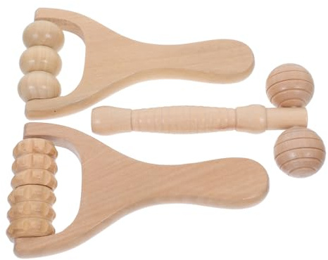 HONITANO 3 pièces Roller de Massage Visage Bois Outils Faciaux Réutilisables pour Soin de Peau Massage Ciblé des Muscles Visage et Cou Portable et Robuste