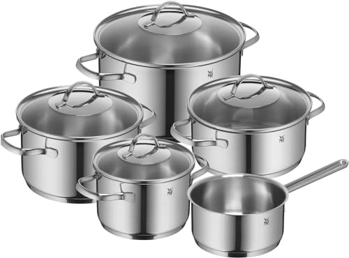 Provence Plus Topfset Induktion 5-teilig, Kochtopf Set mit Glasdeckel für alle Herdarten, Kochgeschirr Set unbeschichtet spülmaschinenfest, Induktion Töpfe Set, Edelstahl Rostfrei, ohne Skalierung