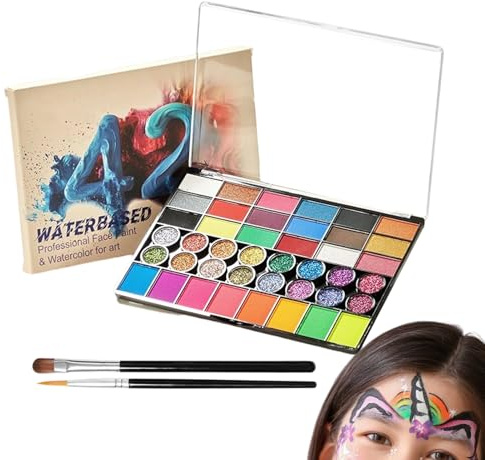 Kit de pintura facial Paleta de maquillaje portátil | Kit De Maquillaje Para Cosplay De 42 Colores Activado Con Agua De Cumpleaños, Carnaval, Halloween, Navidad, Actuación En