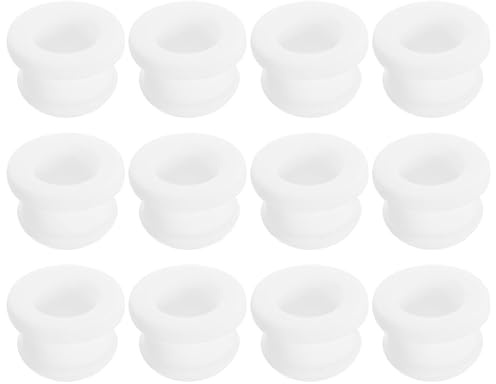 QUARKZMAN 12 Piezas Arandelas De Goma Negro Tapón Agujero Junta Blanco | 11.5mm Agujero Taladro 8.5mm ID Agujero Arandela De Sombrero, Silicona Goma, Para Cableado Automotriz