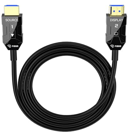 FIBBR 8K HDMI 2.1 Câble Optique 6M, 48Gbps Ultra Rapide HDMI Câble Actif AOC, 8K@60Hz 4K@120Hz/144hz eARC HDCP 2.2 et 2.3 Dynamic HDR Dolby Sound pour Home Cinéma, Amateurs de Jeux, Vidéo HD