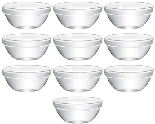 CATIEBYE 10pezzi Ciotole in Vetro Trasparente Resistenti al Calore Scodelle Multiuso per Insalate Dessert e Noodle per Cucina Domestica e Ristoranti