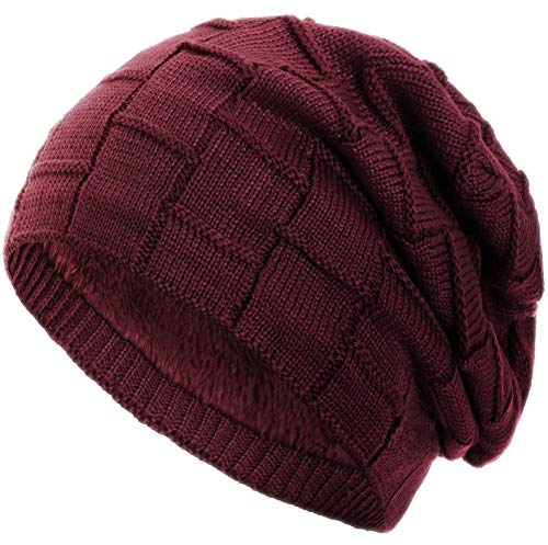 Compagno warm gefütterte Beanie Wintermütze Flechtmuster unifarben oder meliert Einheitsgröße Mütze