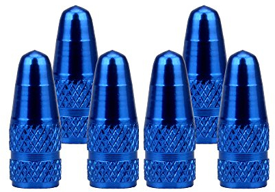 SENZEAL 6 Pezzi Tappo Valvola della Lega di Alluminio Tappi Ruote Bici Tappo Valvola Presta per Bicicletta Francese Bici Tappi per Pneumatici Blu