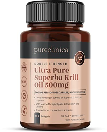 Olio di krill purissimo Krill 500mg x 120 capsule - proveniente dalle acque incontaminate dell'Antartide che sono una ricca fonte di astaxantina e Omega 3.