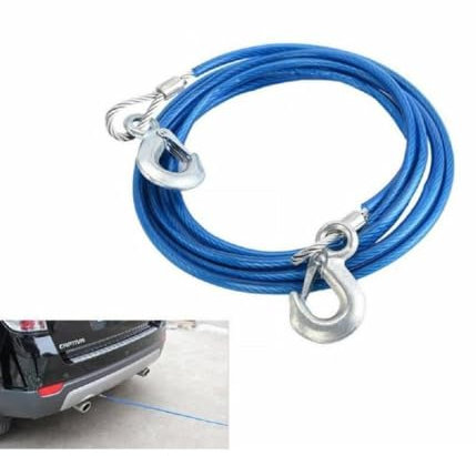 OISE ART STORE Trade Shop - Cavo da Rimorchio Gancio Corda 4mt Fune Traino Auto 3000kg Acciaio Rivestita