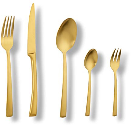 ECHTWERK Tafelbesteck Avelino, Gold Edition, 30-teilig, Essbesteck für bis zu 6 Personen, Edelstahl 18/10, mattiert, Hochwertiges Besteck Set, für festliche Tafeln, inkl. Aufbewahrungs-Kassette