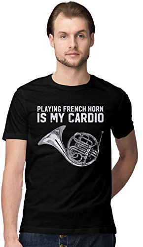 BLAK TEE Herren Playing French Horn is My Cardio Slogan T-Shirt S