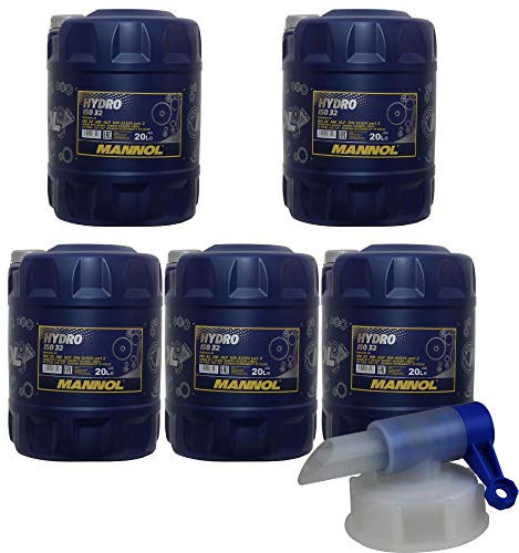 5x 20 Liter MANNOL Hydrauliköl Hydro ISO 32 Hydraulic Fluid inkl. Auslaufhahn