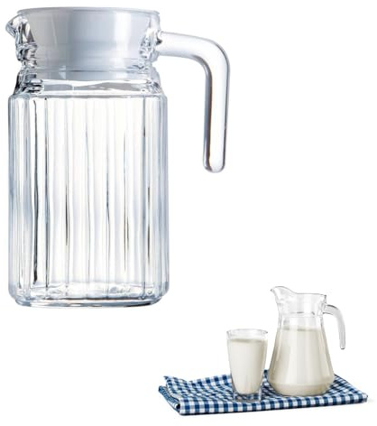 DEWIN Transparente Saftflasche mit Deckel, Gestreiftem Eiskaltem Acrylwasser Tee und Sojabohnenmilchkrug für die Bar Home Kitchen (500ML)