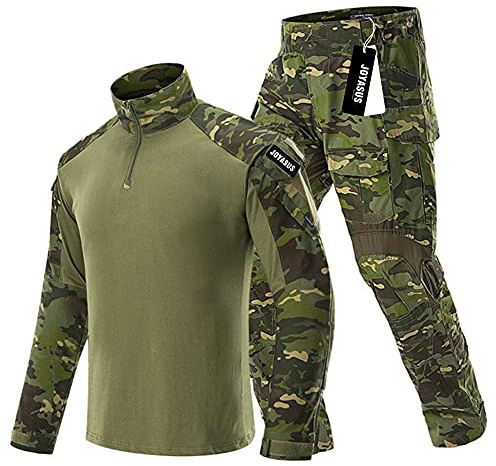 Andningsbar multi-ficka airsoft byxor kamouflage skjorta kamouflage militär armékläder för män