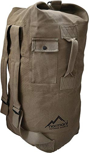 Seesack aus reißfestem Canvas-Material mit Doppelgurt und Metallverschluss - 100% Baumwolle Beige 90 Liter