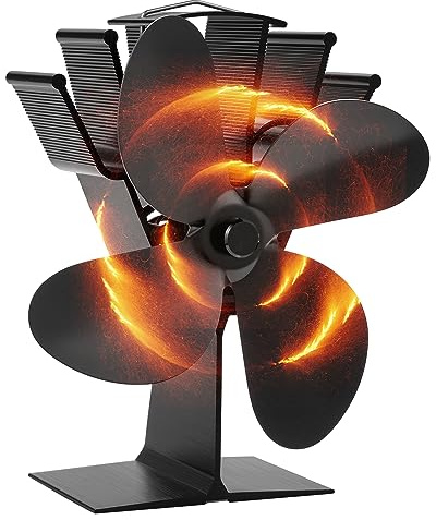 COMBIUBIU Wood Stove Fan 4 Blade Fireplace Fan for Wood Burning Stove,Heat Powered Stove Fan Komin Log Wood Stove Accessories,Silent Operation Circulating Warm Air(Non Electric)…