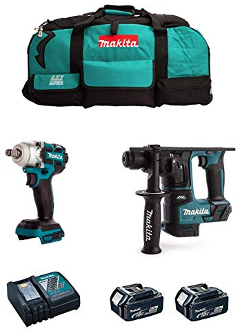 MAKITA Kit MK213 (Avvitatore ad Impulsi DTW285 + Tassellatore DHR171 + 2 Batterie 5,0 Ah + Caricabatterie + LXT600)