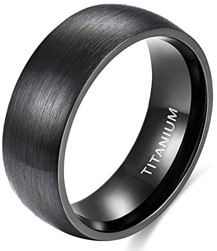 Zakk Ring Damen Herren Schwarz Titan Eheringe Partnerringe Trauringe Verlobungsringe Gebürsteter Komfort Fit 6mm 8mm