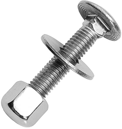 Schlossschrauben M16x50/50 mm mit Hutmuttern niedrige Form & großen Unterlegscheiben M16 aus Edelstahl A2 (5 Stück) | Flachrundschrauben - Kappenmuttern - Beilagscheiben von MESAROS®