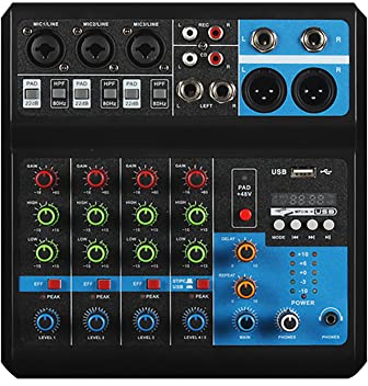 Iriisy Mini Mixer Audio Professionale Mixer 5 Canali USB Wireless Riproduzione 48V Alimentazione Phantom per Registrazione PC (5 Canali)