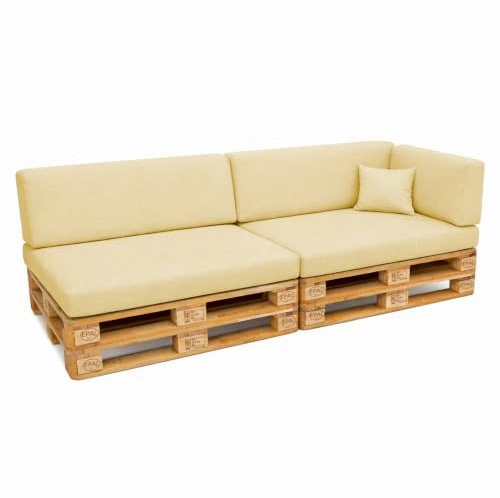 POKAR Palettenkissen Wasserabweisend Palettenauflagen mit abnehmbarem Bezug Palettenmöbel Palettensofa 6er Set: Sitzkissen 120x80 + Rückenlehne 120x40, Beige