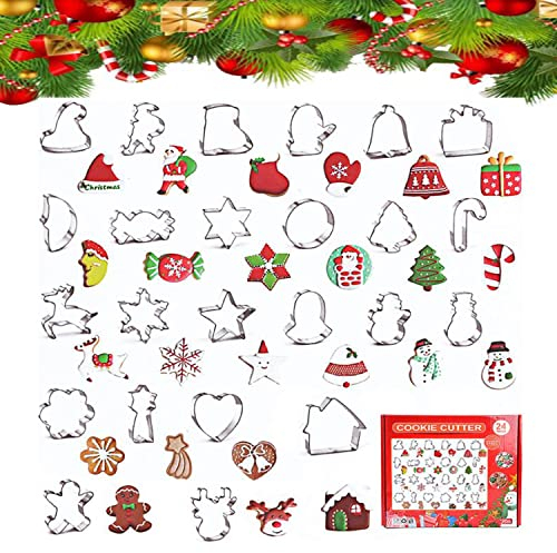 Tangger 24 Stück austecherformen weihnachten Set Fondant Ausstecher Plätzchenformen aus Edelstahl Weihnachtsausstechformen plätzchen ausstecher keksausstecher Ausstecher Weihnachten für Motivtorten