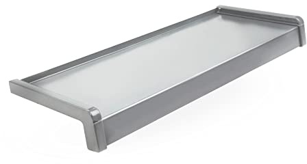 Seiletech.de Davanzale in acciaio | 150 cm | argento | profondità 20 cm | resistente alle intemperie | con copertura in PVC | davanzale della finestra | esterno | porta finestra