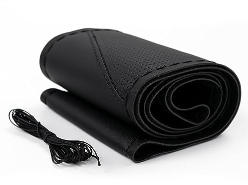 AUTOXBERT DIY Lenkradbezug Auto Hand Nähen Lenkradbezüge Sportlicher Stil Lenkradabdeckung Mikrofaser Leder mit Nadel Faden Universal Lenkradhüllen für 37-39 cm Rund D-Typ Lenkräder