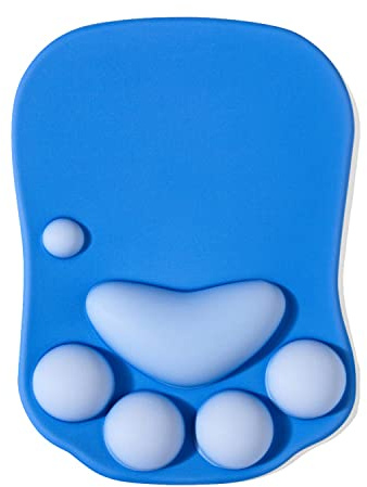 DOBAOJIA Tapis de Souris Repose-Poignet, Tapis de Souris Chat Kawaii | Tapis de Souris en Gel Silicone, Tapis de Souris Ergonomique,Base Antidérapante, pour la maison/bureau/jeux, Bleu
