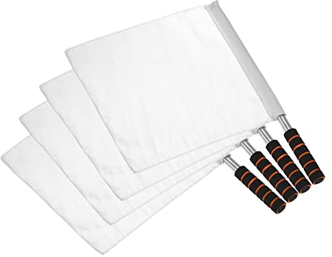 PATIKIL Schiedsrichter Fahne 4Pack Schiedsrichter Flagge Linienrichter Fahne mit Edelstahl Pol Schwamm Handgriff für Fußball Sport Leichtathletik Weiß