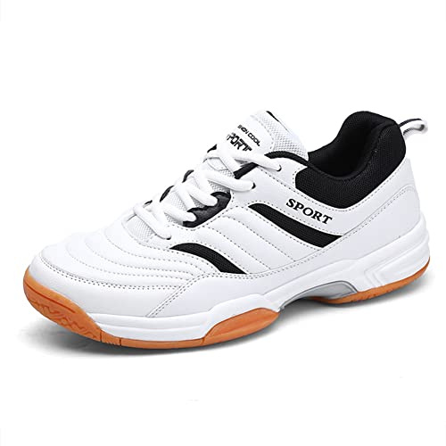 BRKVALIT Hommes Running Baskets Chaussures de Sport Antidérapantes Anti-Usure Chaussures de Tennis Badminton Chaussures d'entraînement,Blanc,39EU