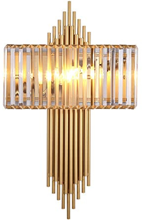 MOSSODOR Industrial Modern Vintage Retro Wall Lights, Loft Bar Kitchen Sconce Lights Lamp Fixture with Ribbed Clear Glass Light Shade Gold - 65cm