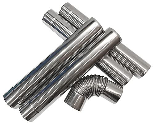 4 Stove Pipe and 90 Degree Elbow Pipe 2.36 inch Camping Wood Stove Chimney for Tent TAISOCA Elbow Chimney for Camping