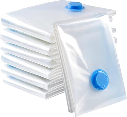 ARA CHOICE Vacuum Storage Bags 100 x 80 cm - Reusable Airtight & Waterproof Plastic Storage Bags for Clothes, Bedding, Pillows & Travel - Space Saver with Double Zipper Sealer - Pack of 6