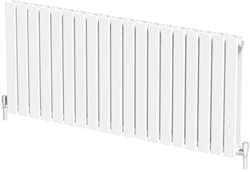 Radiant Living White Horizontal Radiator 600 x 1444mm – Double Flat Panel Designer Radiator, High Efficiency Modern Steel Heating for Living Room & Bathroom